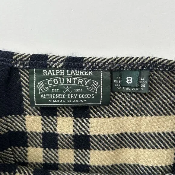 Vtg Ralph Lauren Country Wool Wrap Plaid Skirt Womens Sz 8 USA Old Money Preppy - Picture 3 of 13
